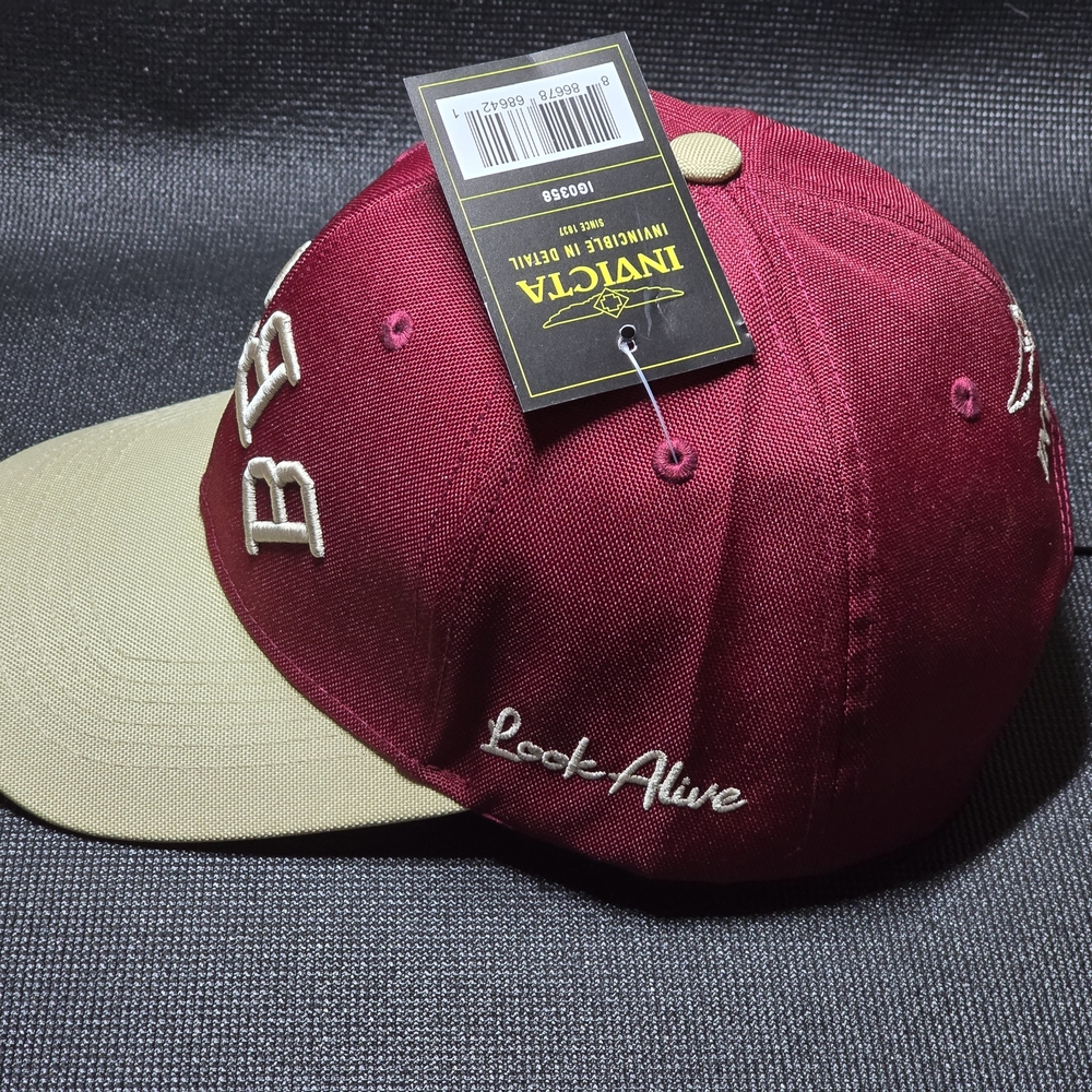 Invicta Men's BBSD Adjustable Fashion Snapback Hat/Cap Maroon/Beige - Picture 3 of 7